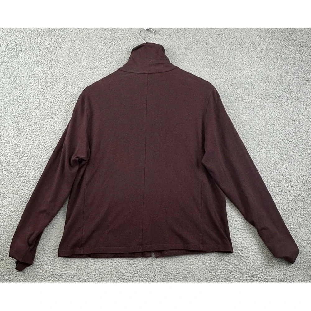 Eileen Fisher Jacket Sweater Large Maroon Supima Cotton Full Zip Made In The USA